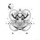 stars and planets with aries constellation tattoo design idea