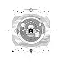 stars and planets with aries constellation tattoo design idea