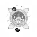 stars and planets with aries constellation tattoo design idea