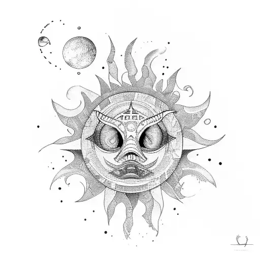 el sol y la luna tattoo design idea