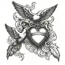 doves flying michelangelo's interpretation of god sacred heart tattoo design idea