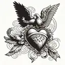 doves flying michelangelo's interpretation of god sacred heart tattoo design idea
