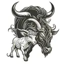 Taurus sign with mother son loving embrace tattoo design idea