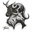 Taurus sign with mother son loving embrace tattoo design idea