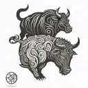 Taurus sign with mother son loving embrace tattoo design idea