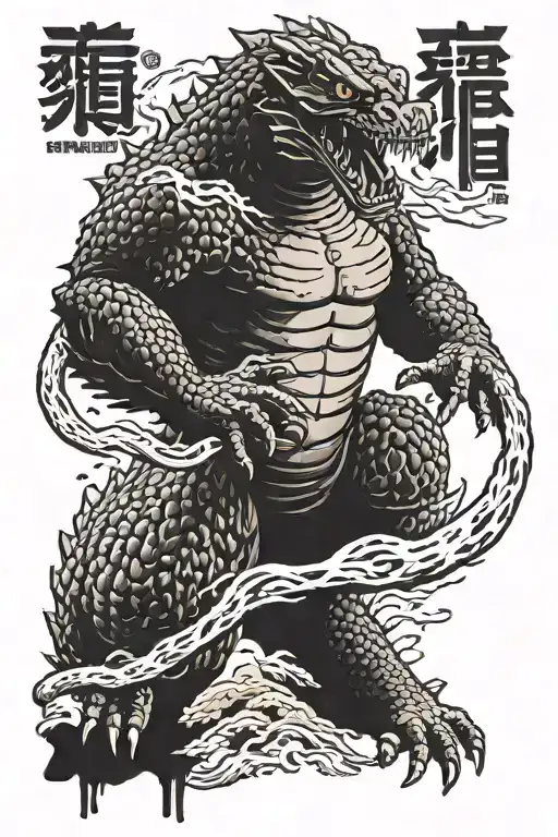 shin godzilla destroying tattoo design idea