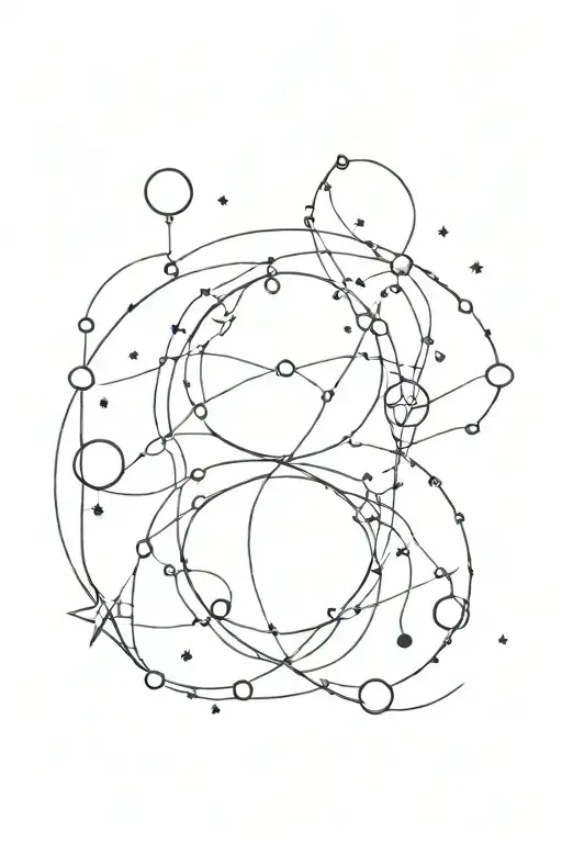 venus, mars, jupiter, uranus, unicorn constellation, symbol of infinity, symbol of connection tattoo design idea