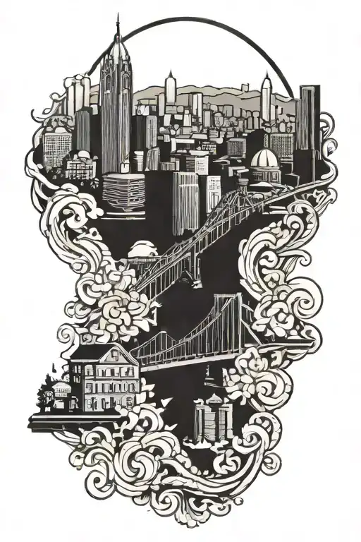 pittsburgh skyline tattoo design idea