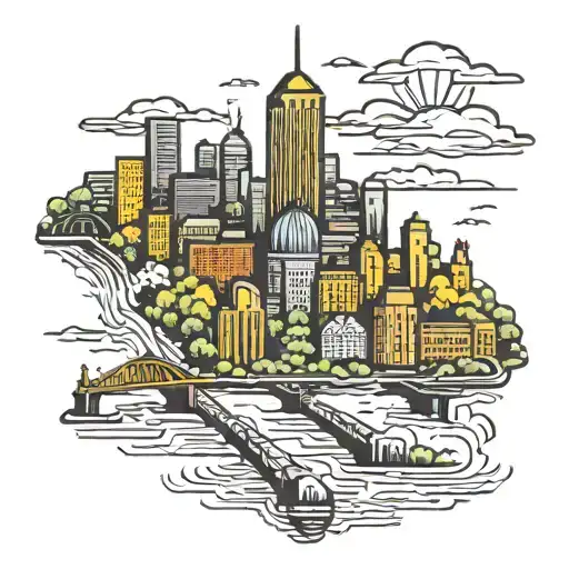 Pittsburgh skyline inside state outline tattoo design idea