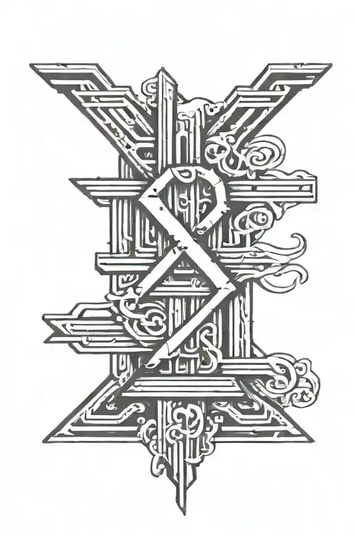 the numbers 412 made out of steel bars tattoo design idea