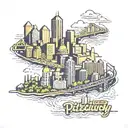 Pittsburgh skyline inside state outline tattoo design idea