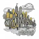 Pittsburgh skyline inside state outline tattoo design idea