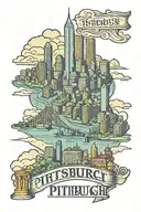 pittsburgh skyline inside state outline tattoo tattoo design idea