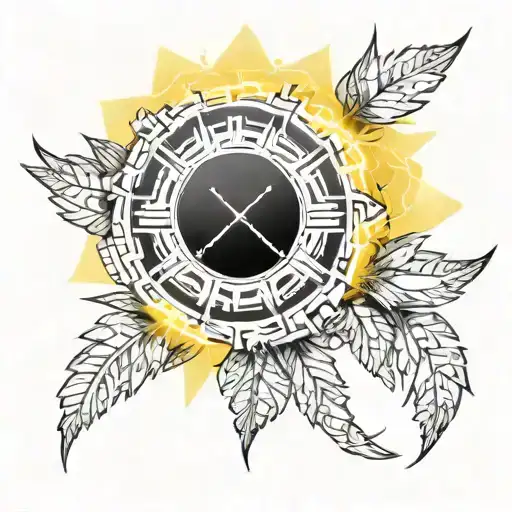 laurel wreath against the background of sun rays tattoo design idea