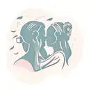 A silhouette of a mother and daughter listening to music tattoo design idea