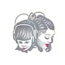 A silhouette of a mother and daughter listening to music tattoo design idea