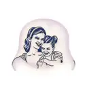 A silhouette of a mother and daughter listening to music tattoo design idea