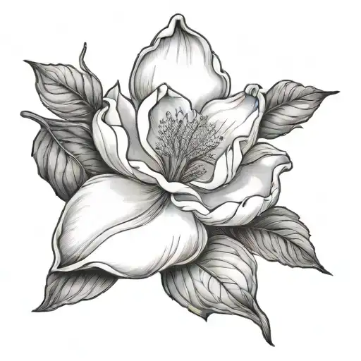 Big magnolia inside mississippi breaking through a wall tattoo design idea
