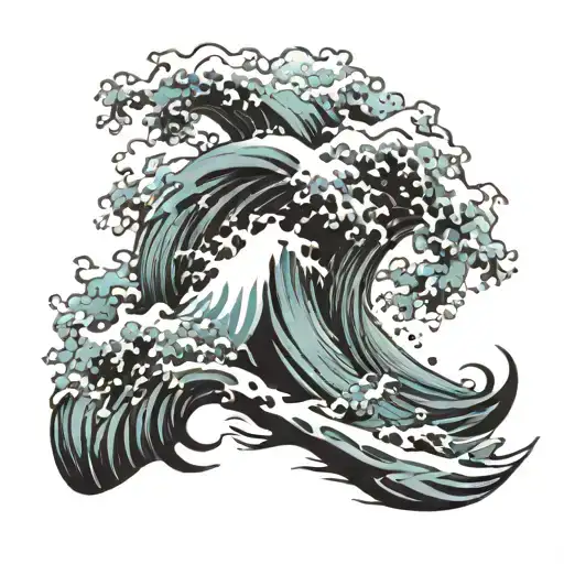 Japanese water waves chest and full sleve tattoo tattoo design idea