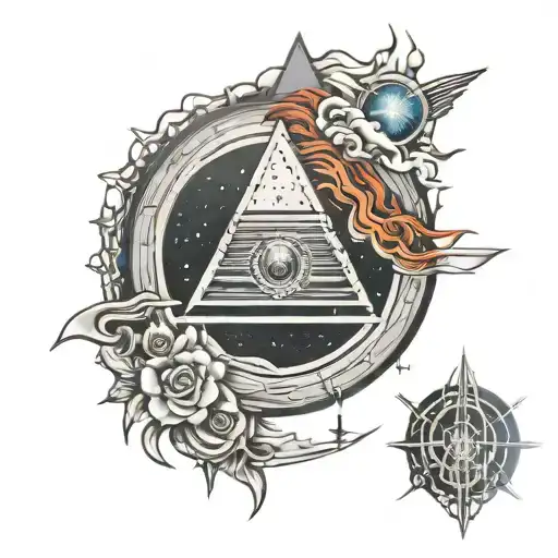 with album art covers dark side of the moon and raibown  tattoo design idea