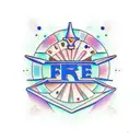 arcade machine with blue, initials AA tattoo design idea