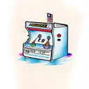 arcade machine with blue, initials AA tattoo design idea
