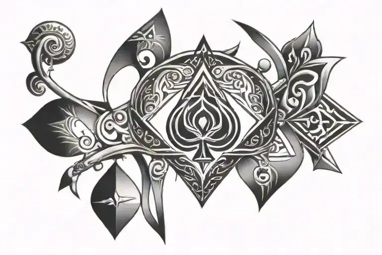 black spade shaped geometry tattoo design idea