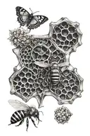 honey comb and leo zodiac sign tattoo design idea