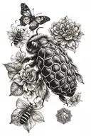 honey comb and leo zodiac sign tattoo design idea