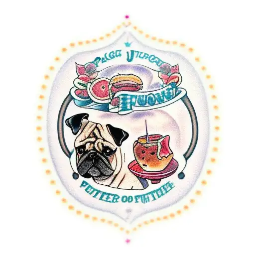 pug food tattoo design idea