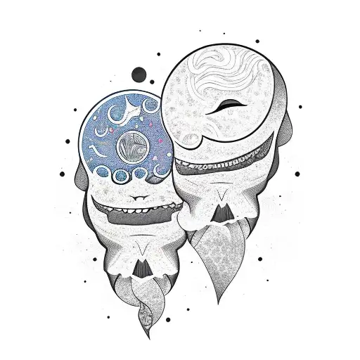 Sol e lua se encontrando tattoo design idea