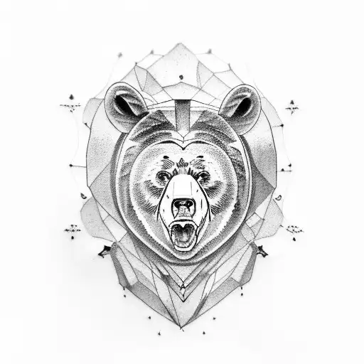 Make me a tattoo of half a bear's face and half a bull's tattoo design idea