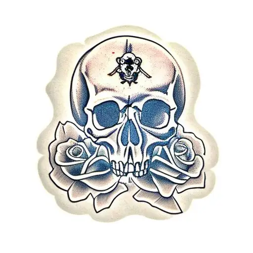 skull with bone pattern tattoo design idea