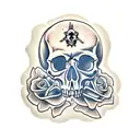 skull with bone pattern tattoo design idea