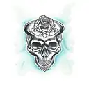 skull with bone pattern tattoo design idea