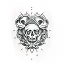 skull with bone pattern tattoo design idea