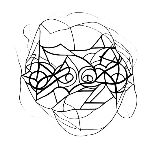 An abstract minimalist tattoo of a mountain range merging with a brain, depicting the client's interest in internal work and personal growth. tattoo design idea