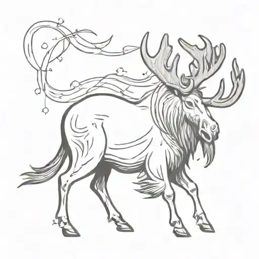 wizard moose casting a spell book tattoo design idea