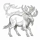 wizard moose casting a spell book tattoo design idea