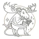 wizard moose casting a spell book tattoo design idea