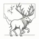 wizard moose casting a spell tattoo design idea