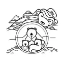 bear, Family, river tattoo design idea