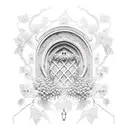 a doorway with grape vines seen through it tattoo design idea