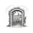 a doorway with grape vines seen through it tattoo design idea