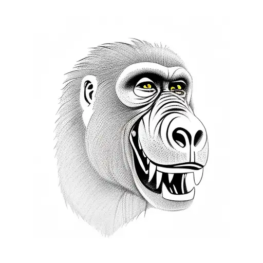 roaring gorilla fangs  tattoo design idea