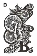lemon with initials "BR" tattoo design idea