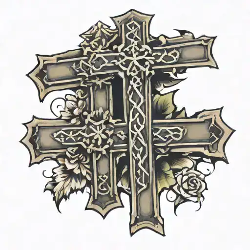 three crosses with dates incorporated tattoo design idea