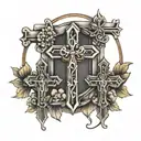 three crosses with dates incorporated tattoo design idea