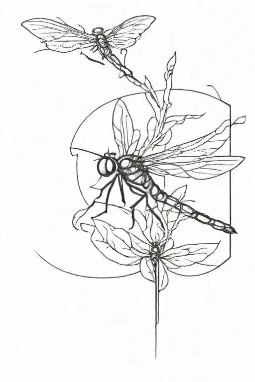 fineline temple red ink with dragonfly black ink tattoo tattoo design idea