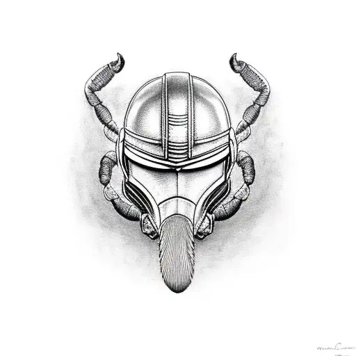 SCORPION WITH A SPARTAN HELMET tattoo design idea